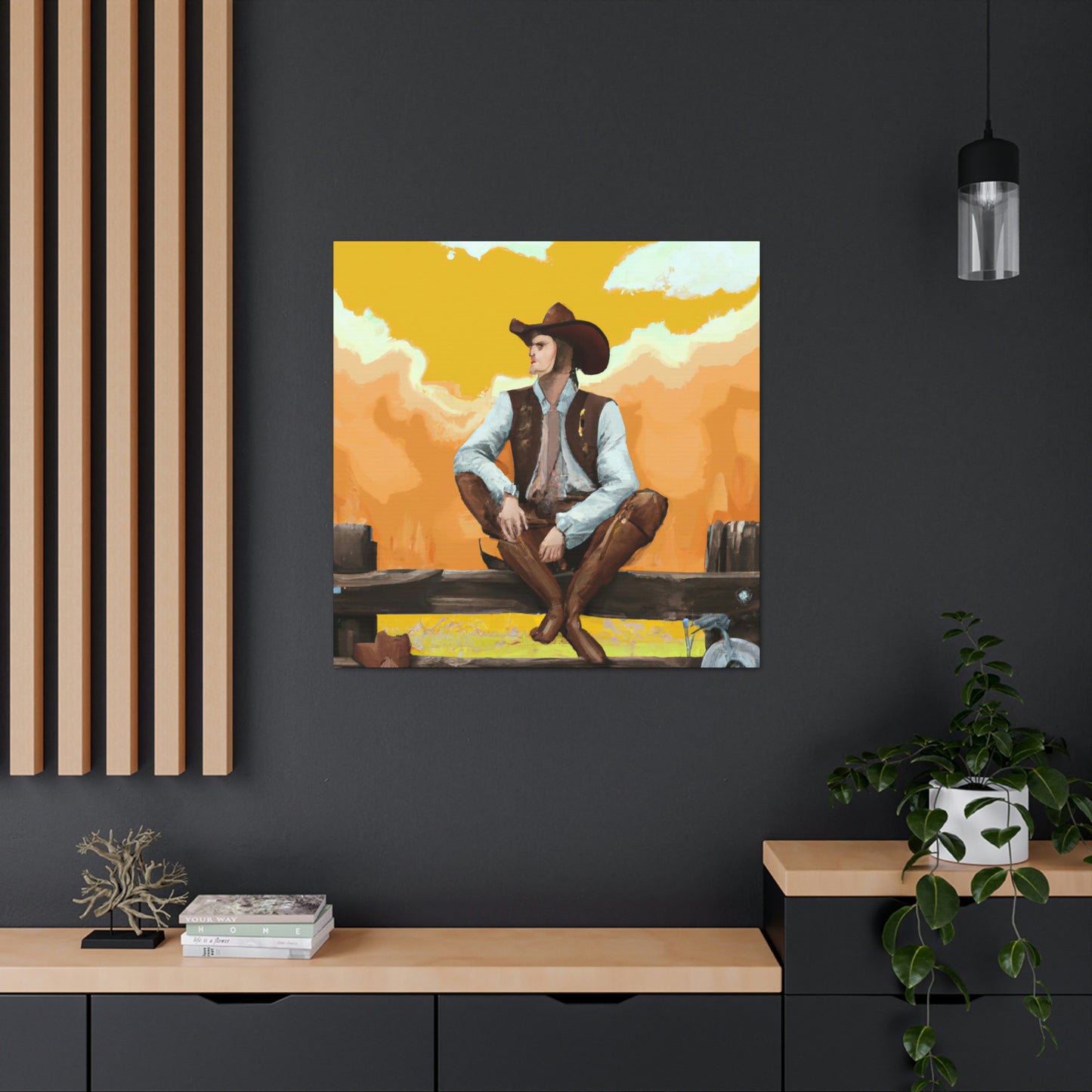 "Cowboy on a Fence" - Canvas