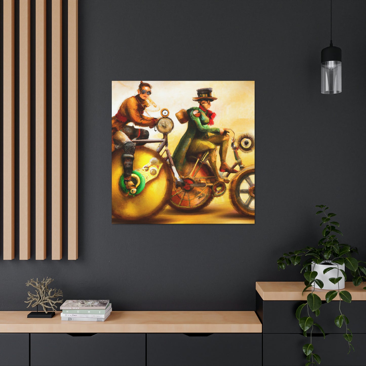 Biking in Steampunkland - Canvas