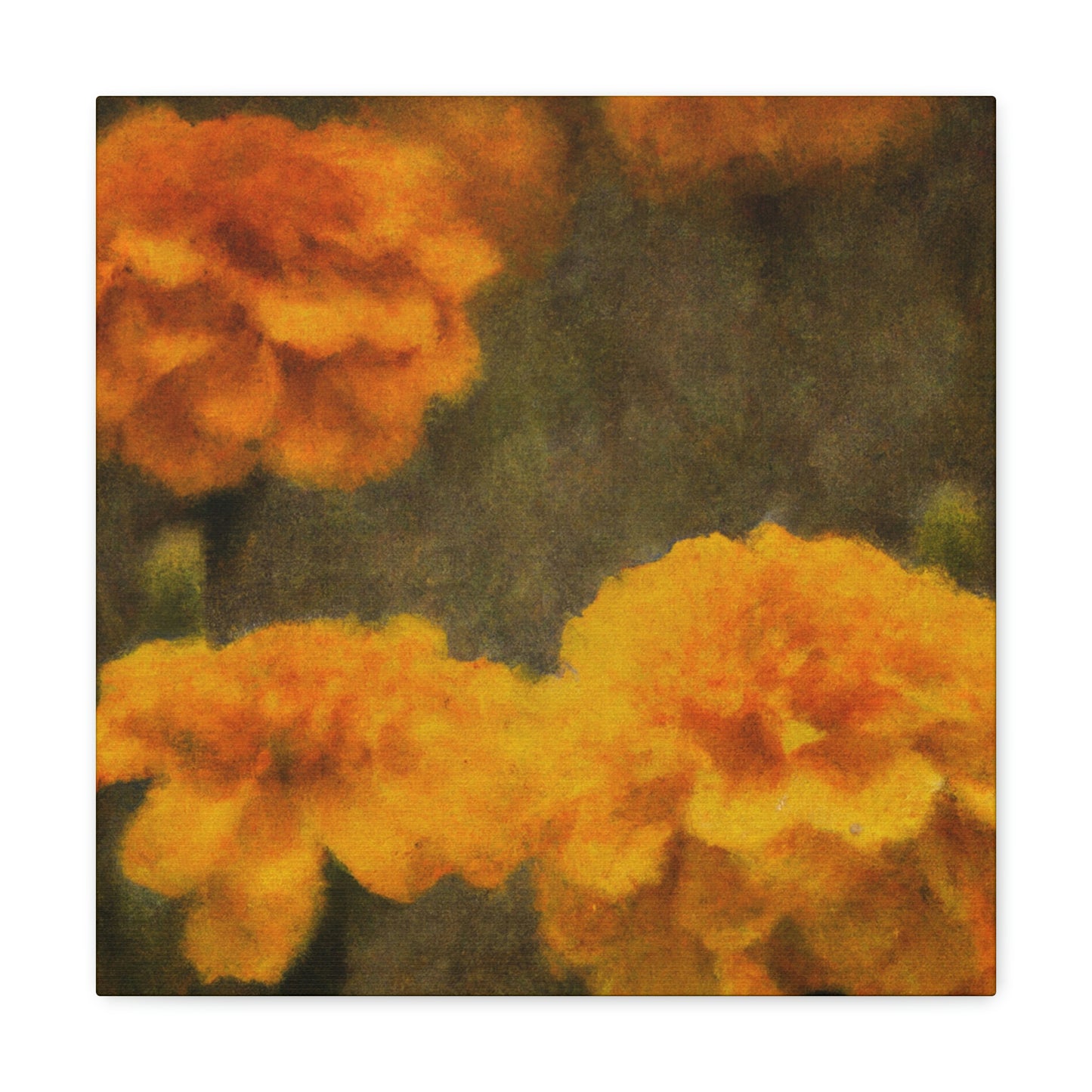 "Marigolds in Digital Embrace" - Canvas