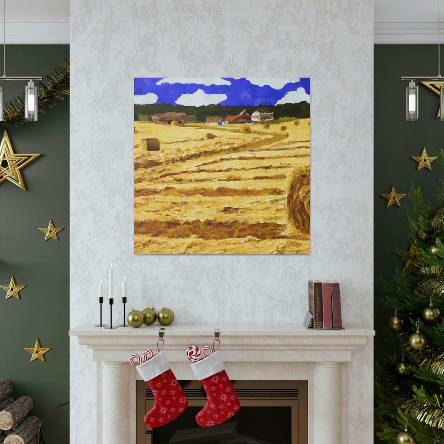 Hayfield by Moonlight - Canvas