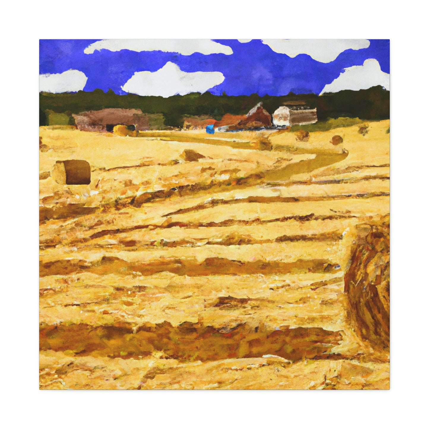 Hayfield by Moonlight - Canvas