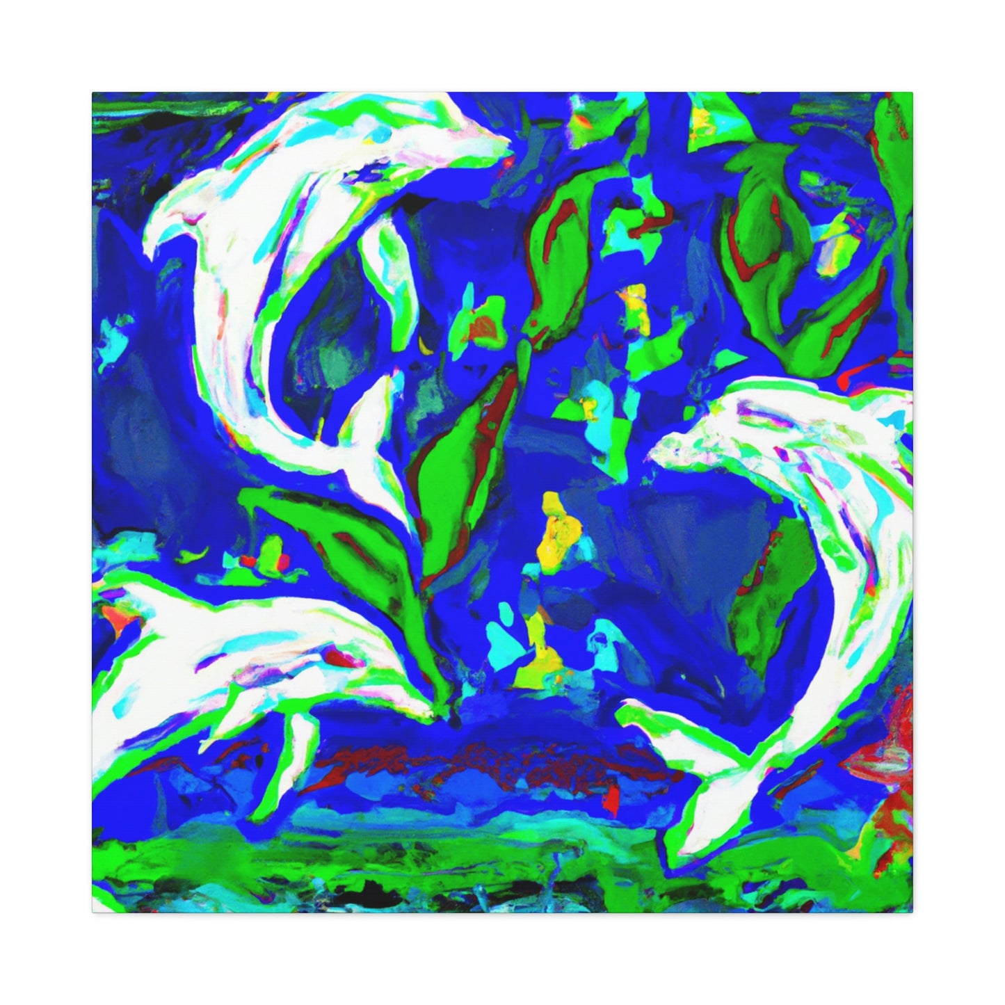 Dolphins Dance in Color - Canvas