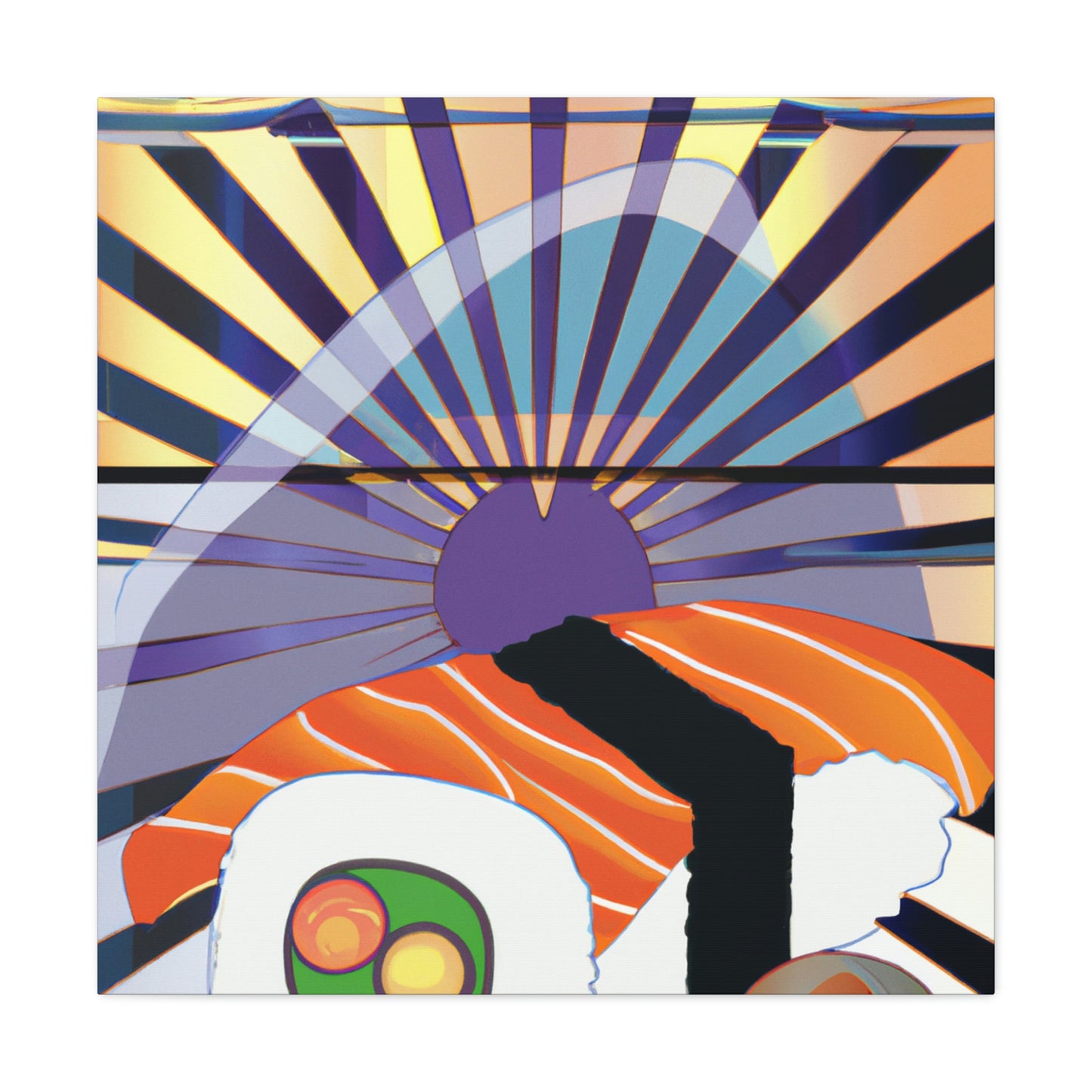 "Lively Deco Sushi Feast" - Canvas