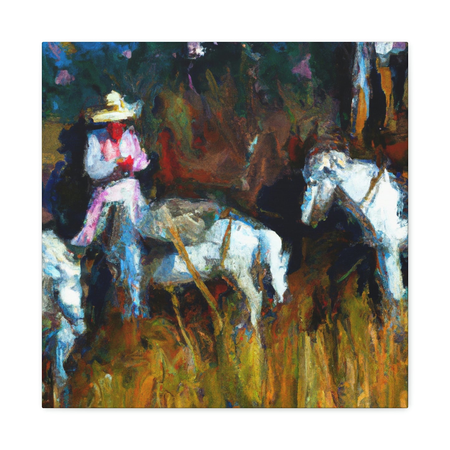 "Grazing Horses, Expression" - Canvas