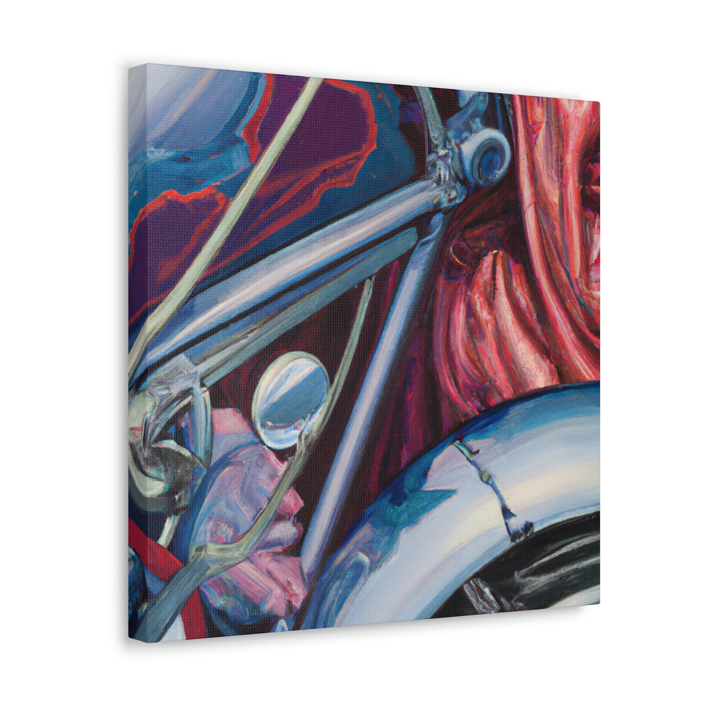 "Motorcycle in Moonlight Glare" - Canvas