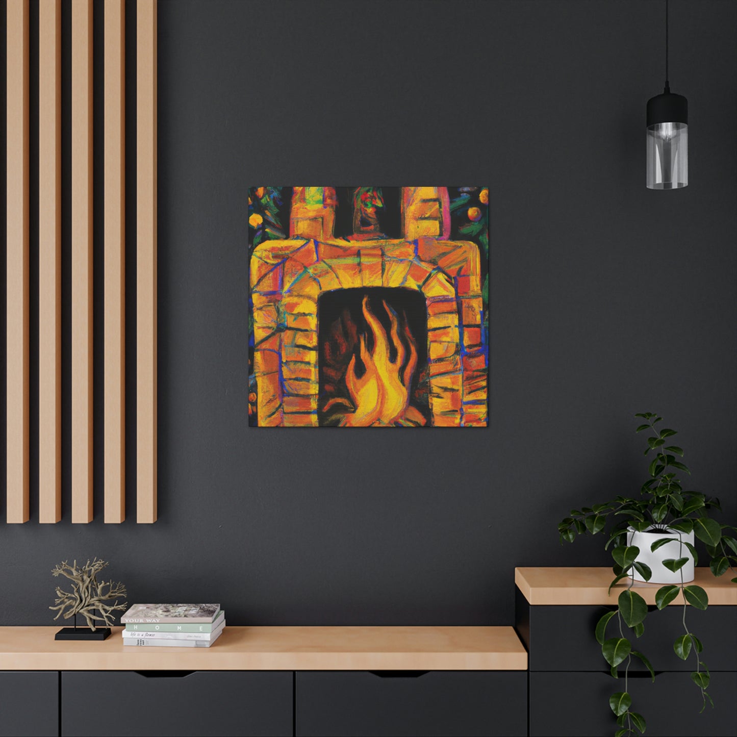 "Flaming Fireplace Flair" - Canvas