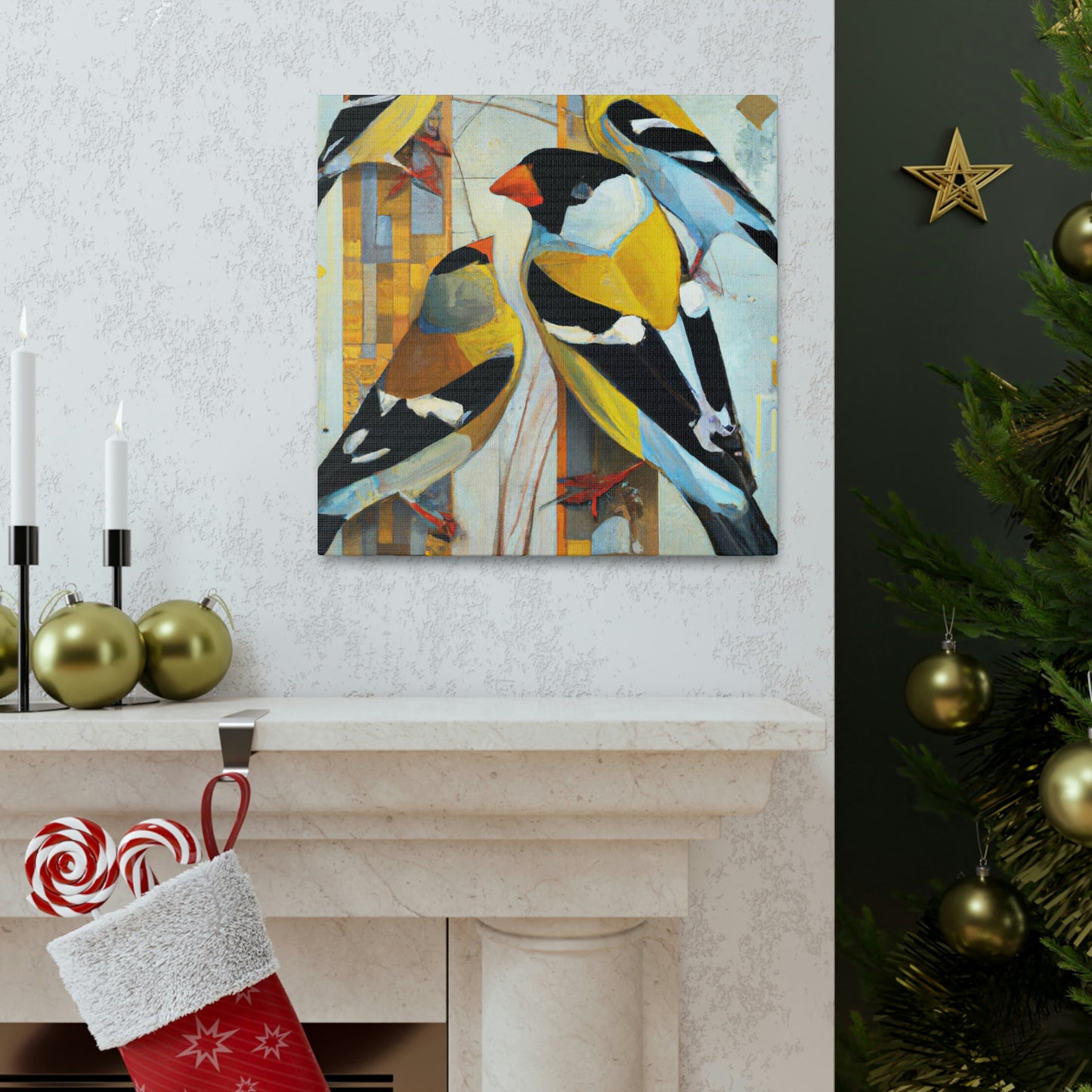 "Goldfinch in Deco Style" - Canvas