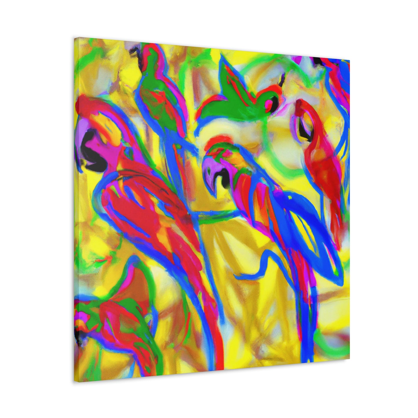 "Macaws in Flight Expressionism" - Canvas