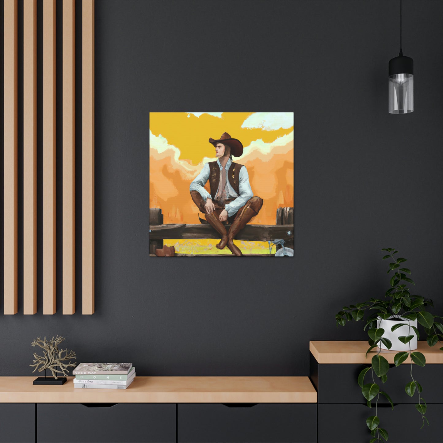 "Cowboy on a Fence" - Canvas