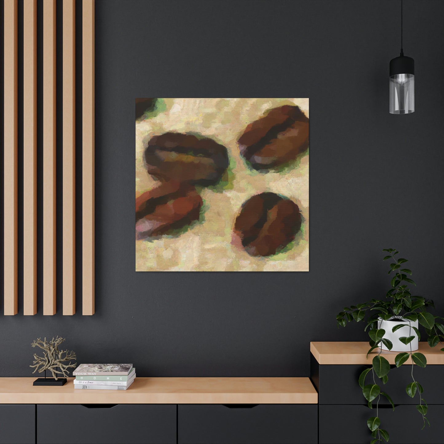 "Coffee Beans in Motion" - Canvas