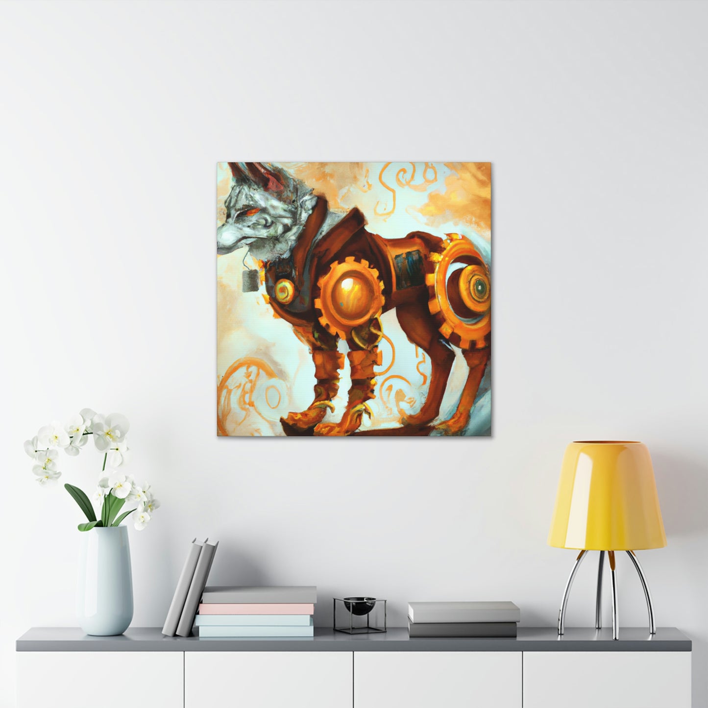 "Wolf in Steam Gears" - Canvas