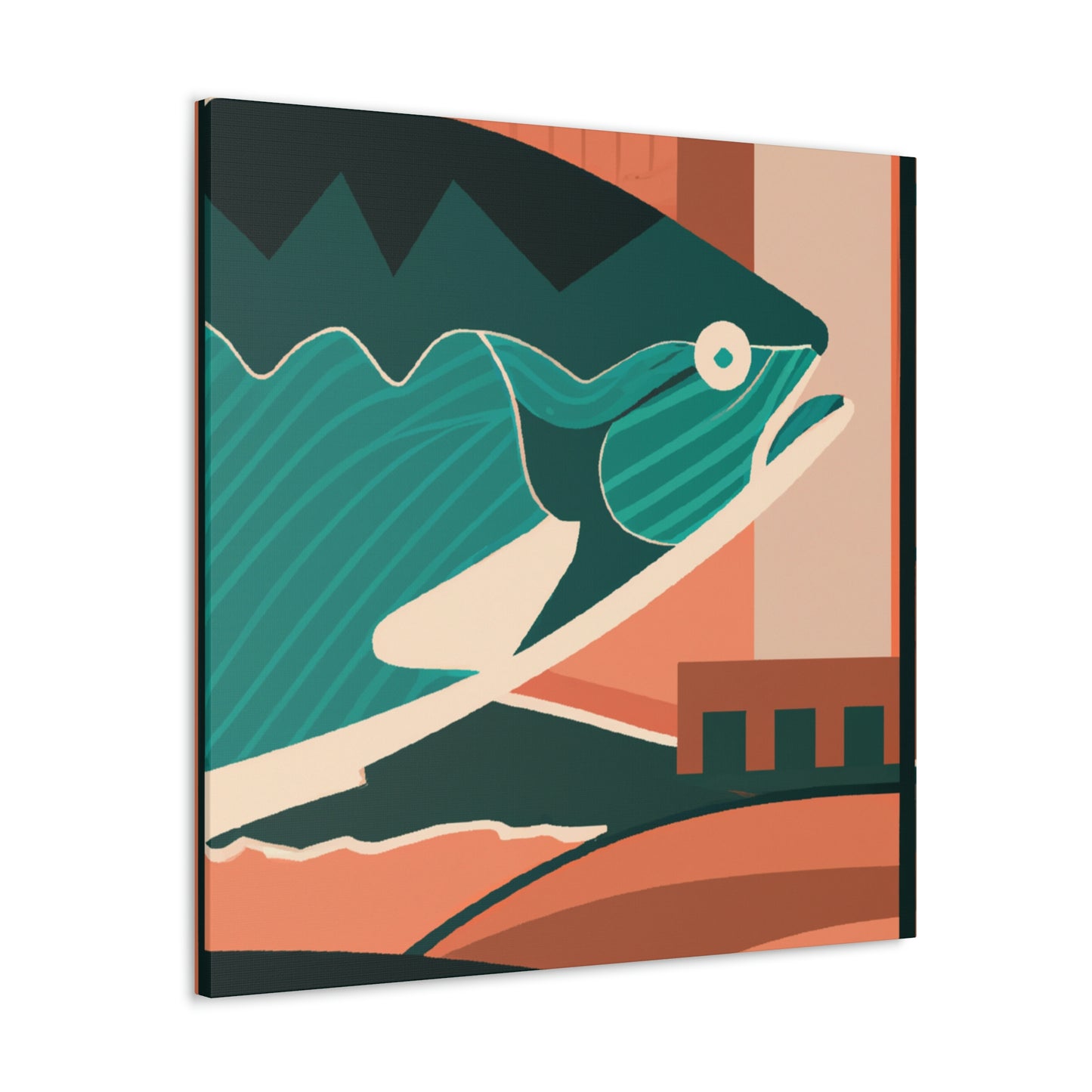 "Salmon in Art Deco" - Canvas