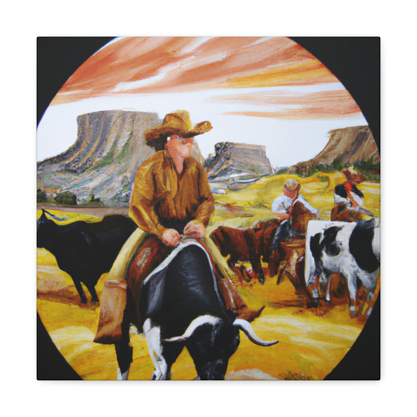 Cattle Round Up Scene - Canvas