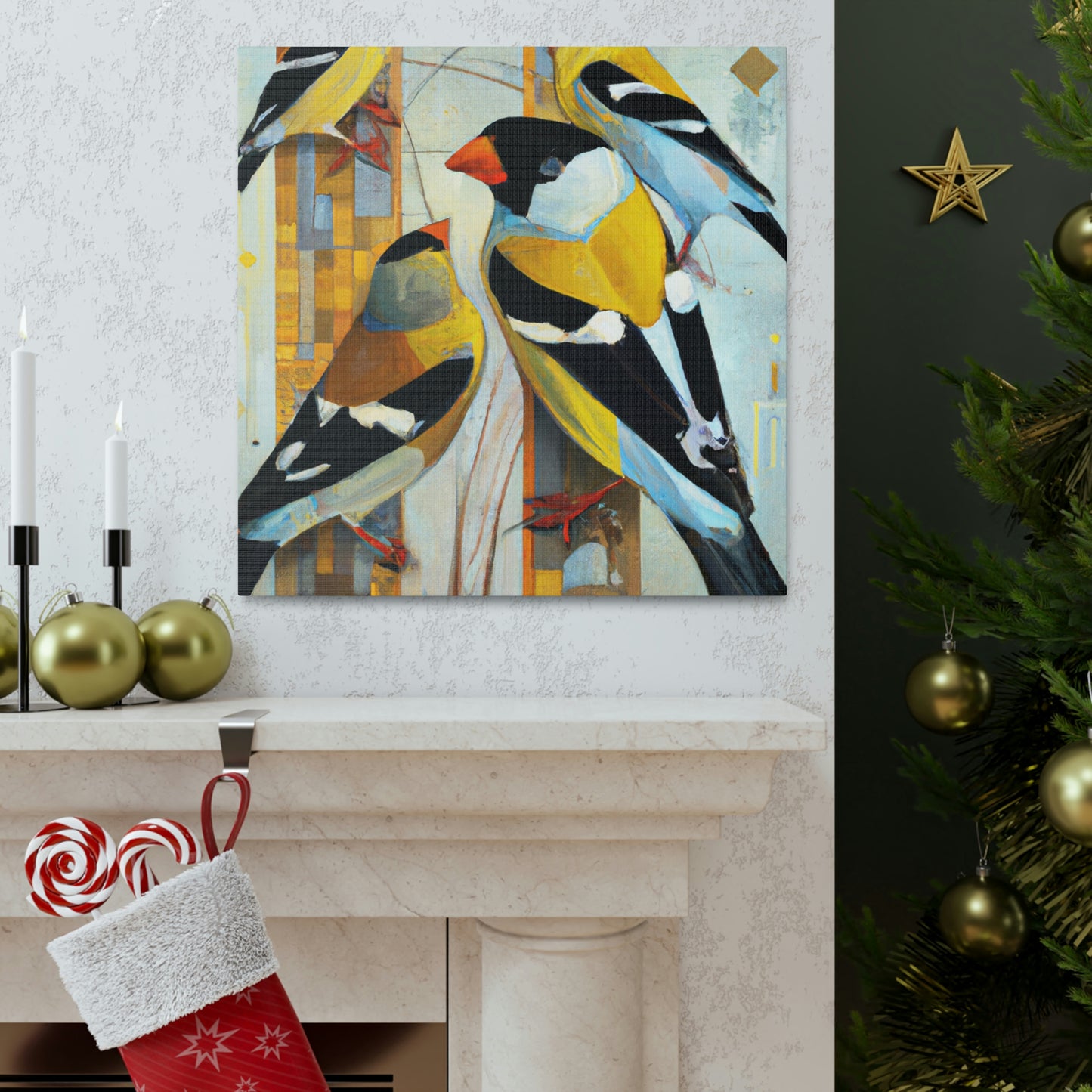 "Goldfinch in Deco Style" - Canvas