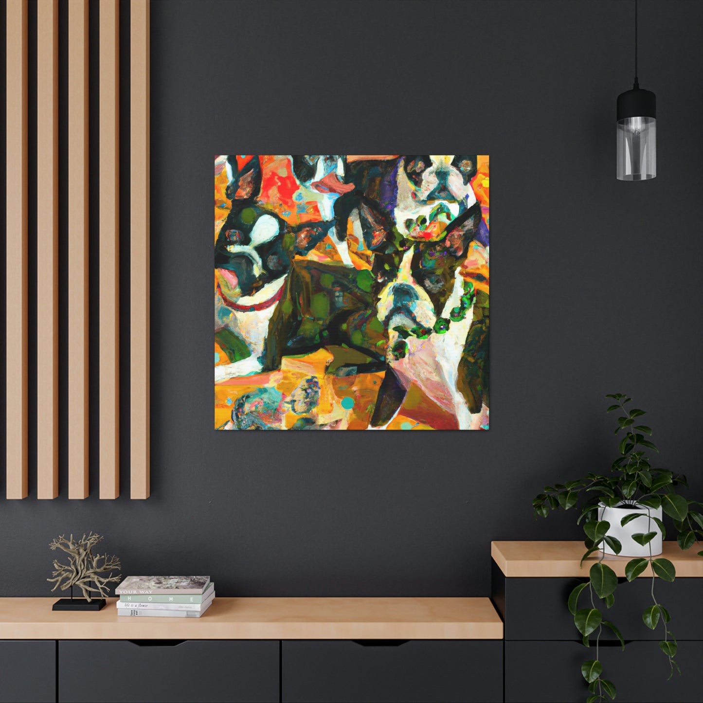 Boston Terrier Expressionism - Canvas