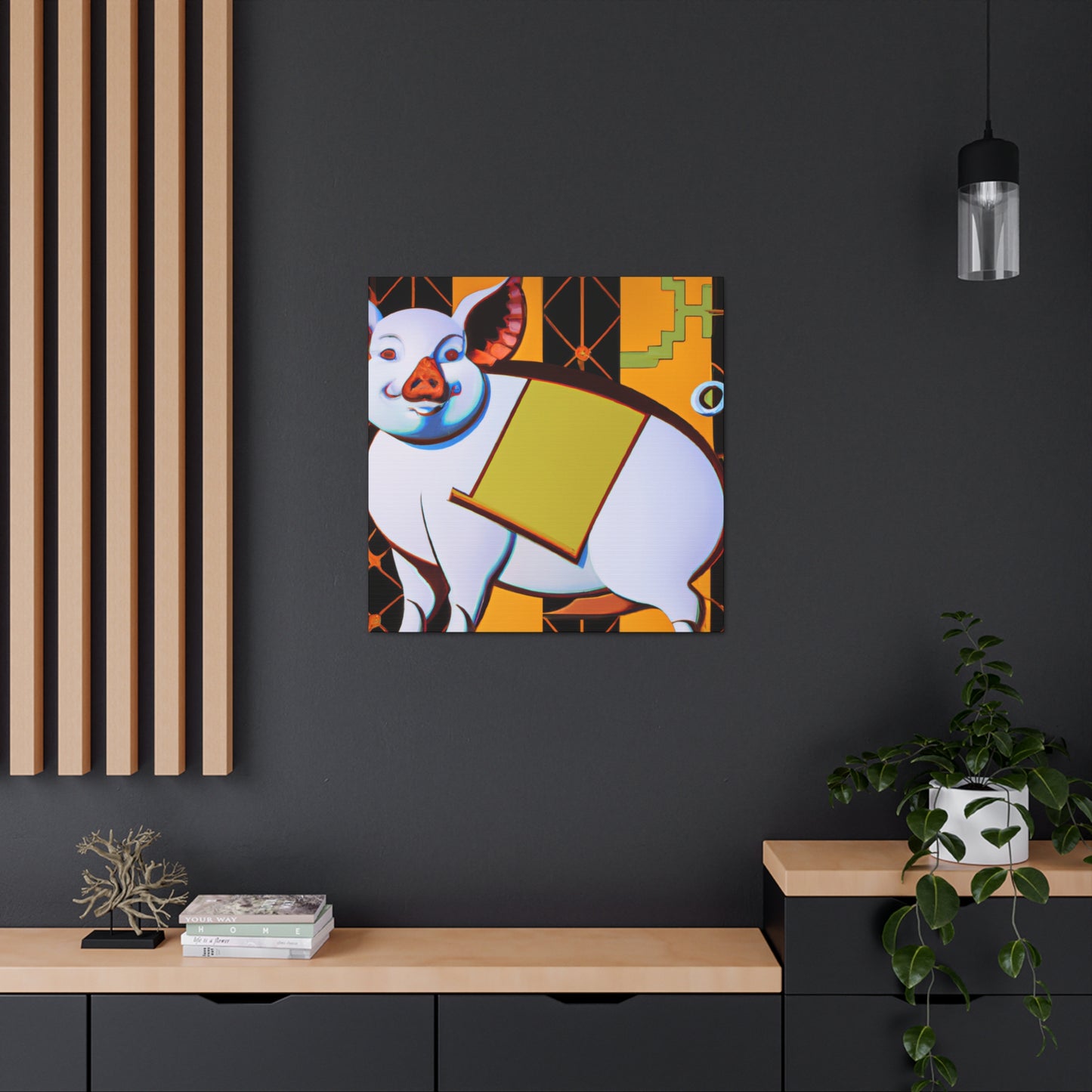 "Piggy's Deco Gleam" - Canvas