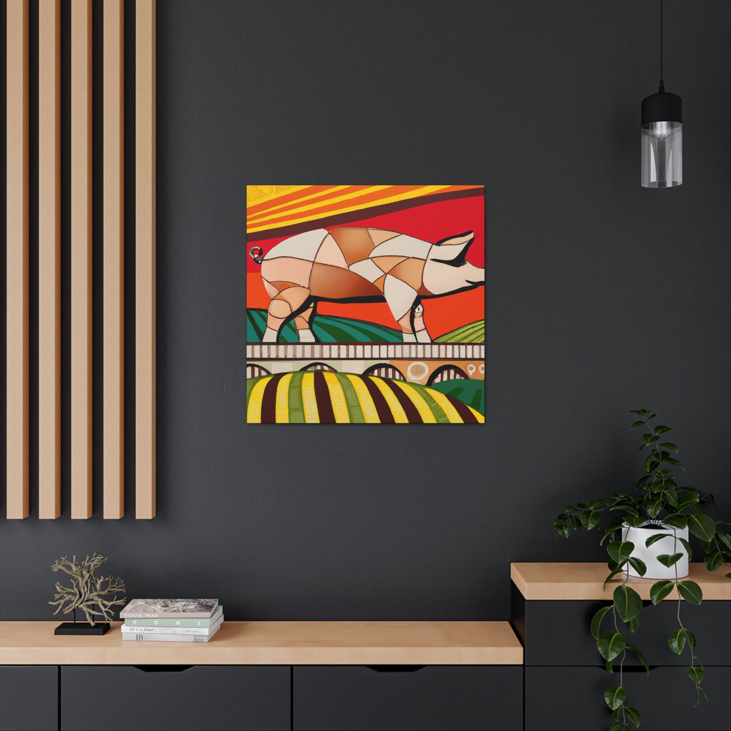 "Pig in Pinstripe Suits" - Canvas