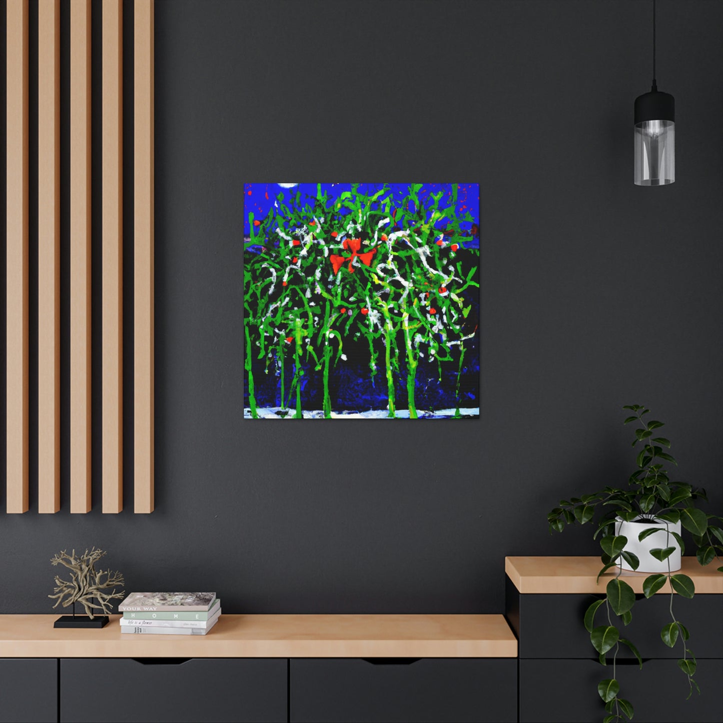 Mistletoe Embrace Expressionism - Canvas