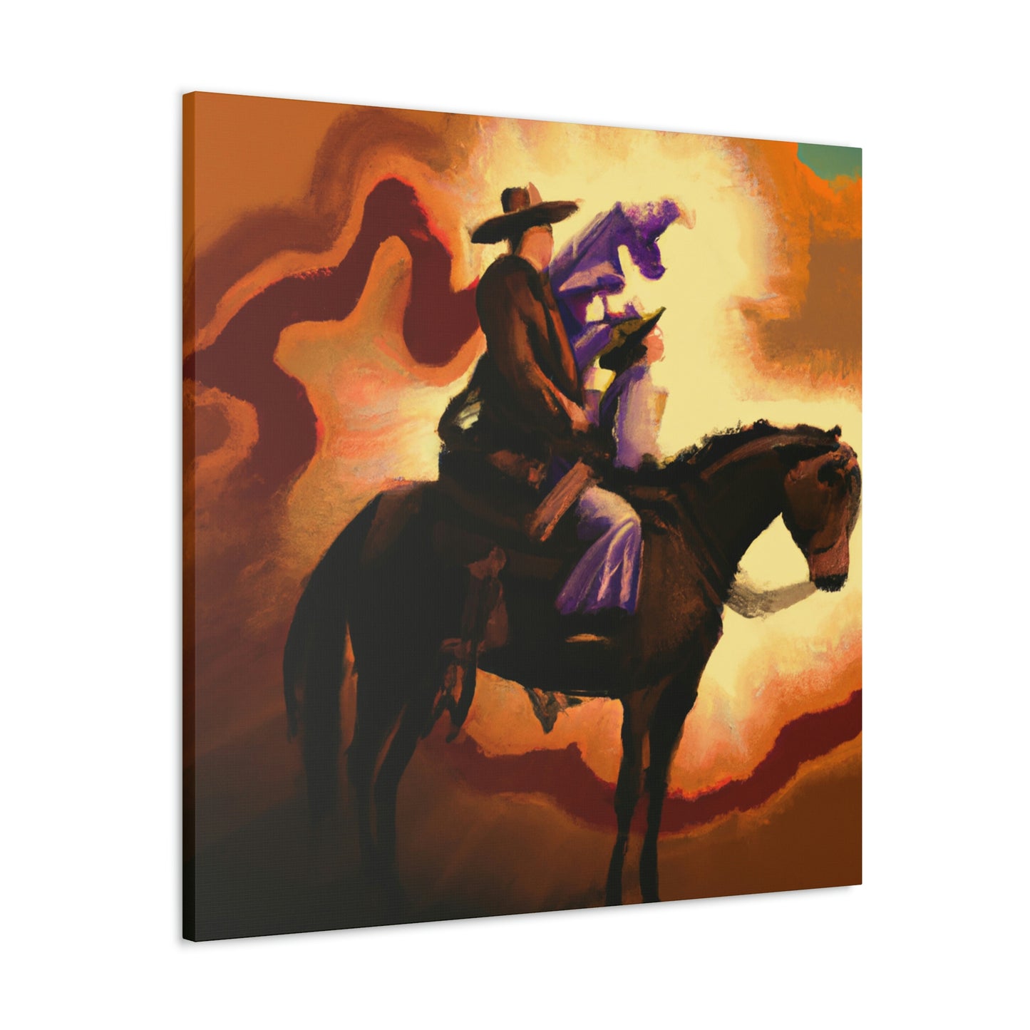 "Cowboy on Horseback Ride" - Canvas