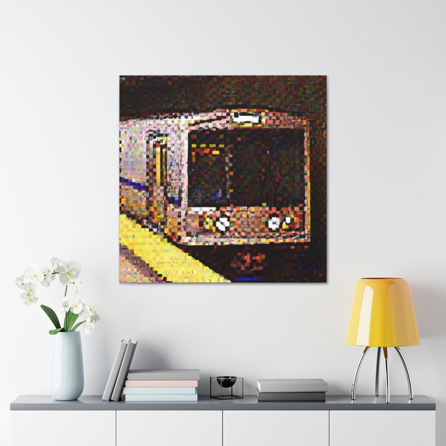 Subway Train Pointillism - Canvas