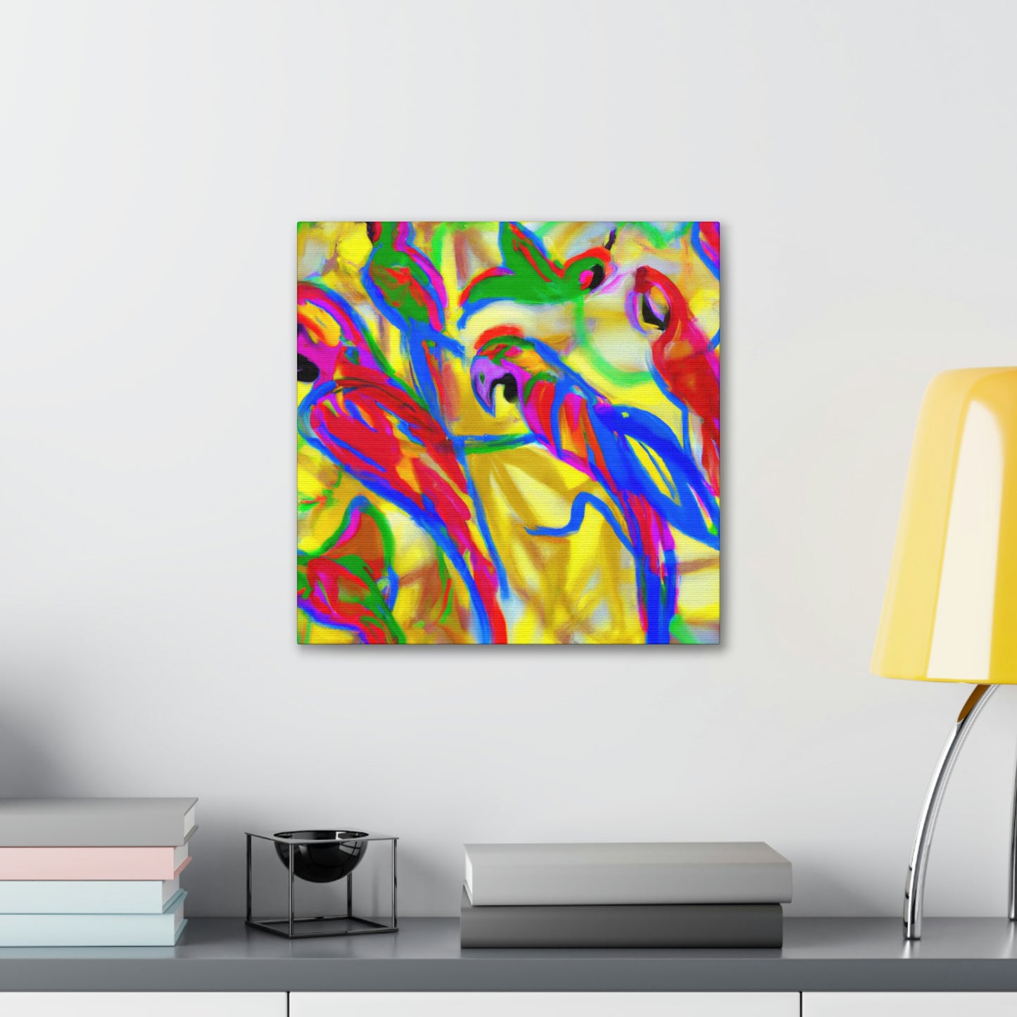 "Macaws in Flight Expressionism" - Canvas