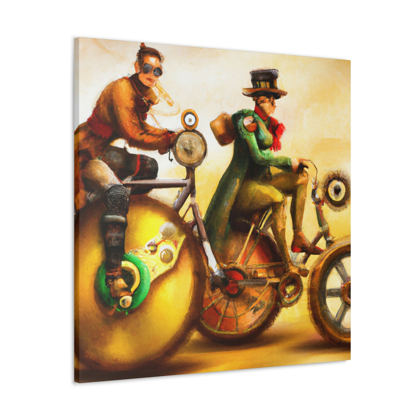 Biking in Steampunkland - Canvas