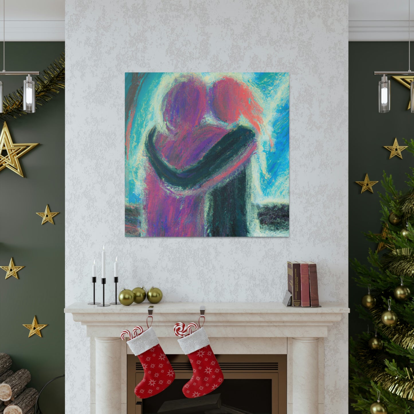 "Couples in Romantic Embrace" - Canvas