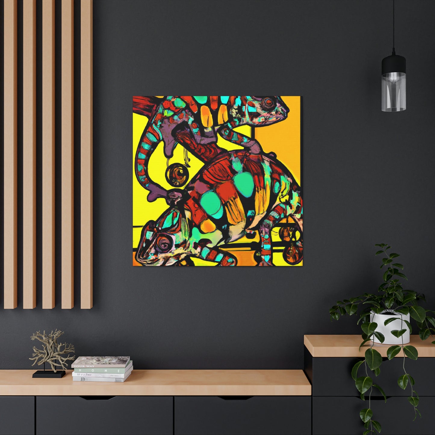 ""Gilded Chameleon Glamour" - Canvas