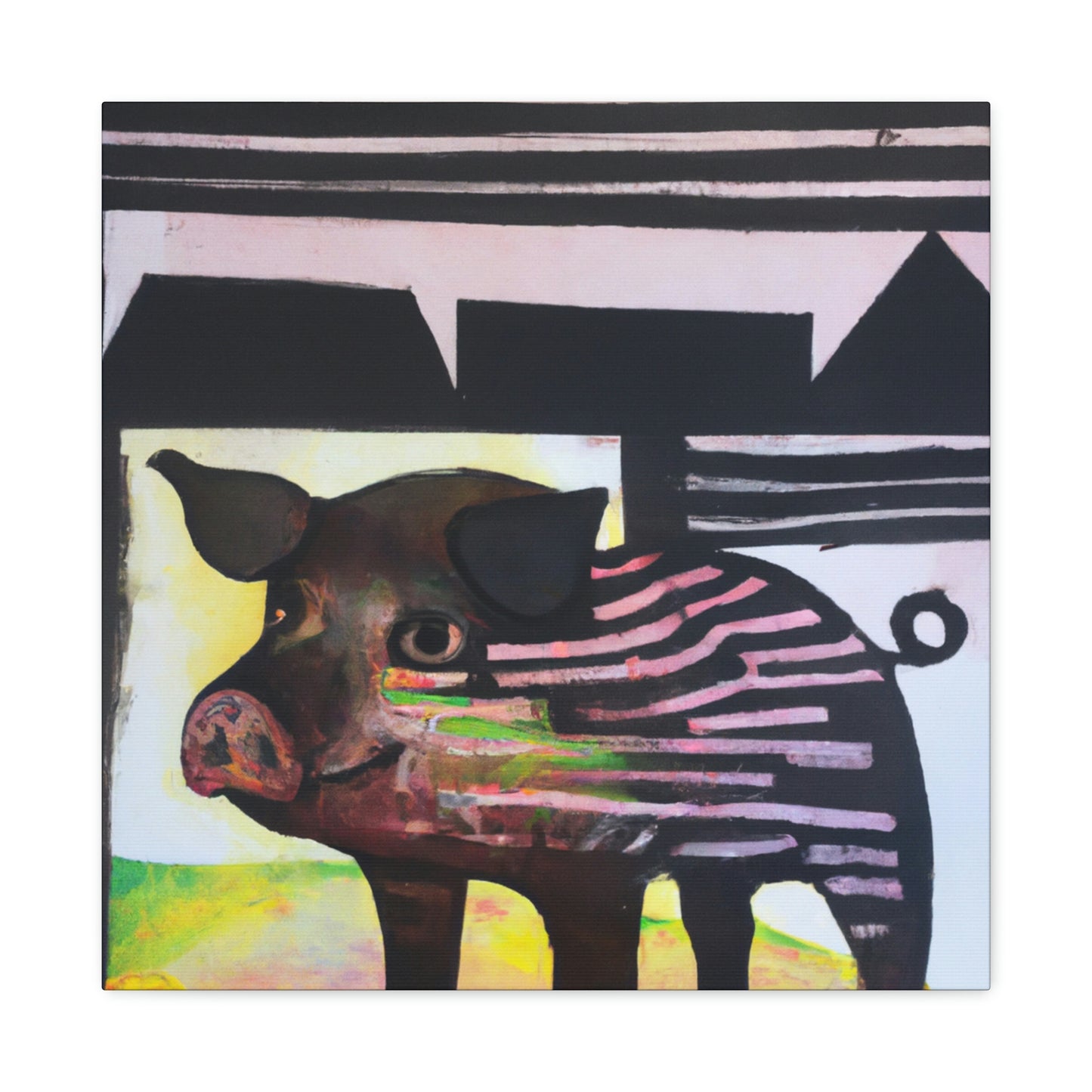 Pig in Pastel Hues - Canvas