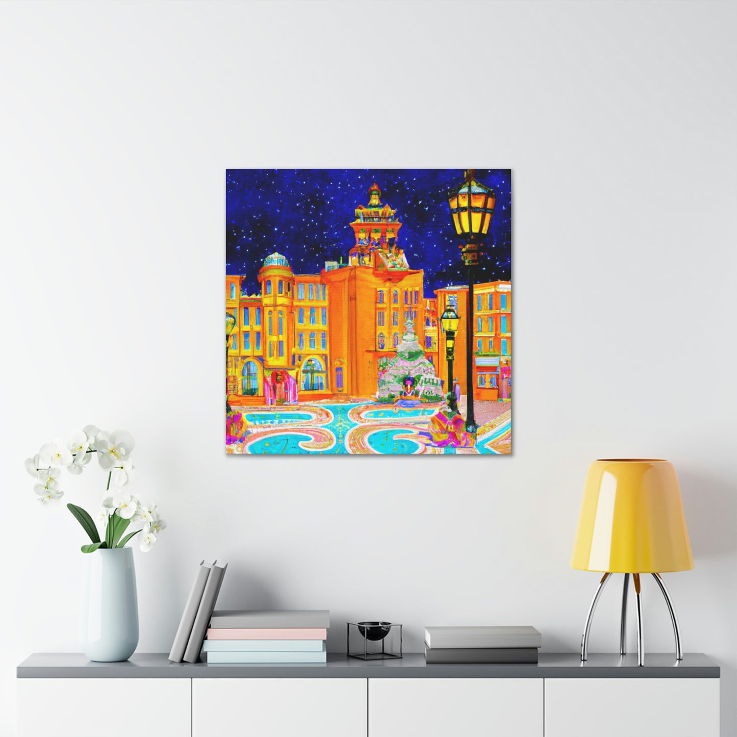 City Square in Moonlight - Canvas