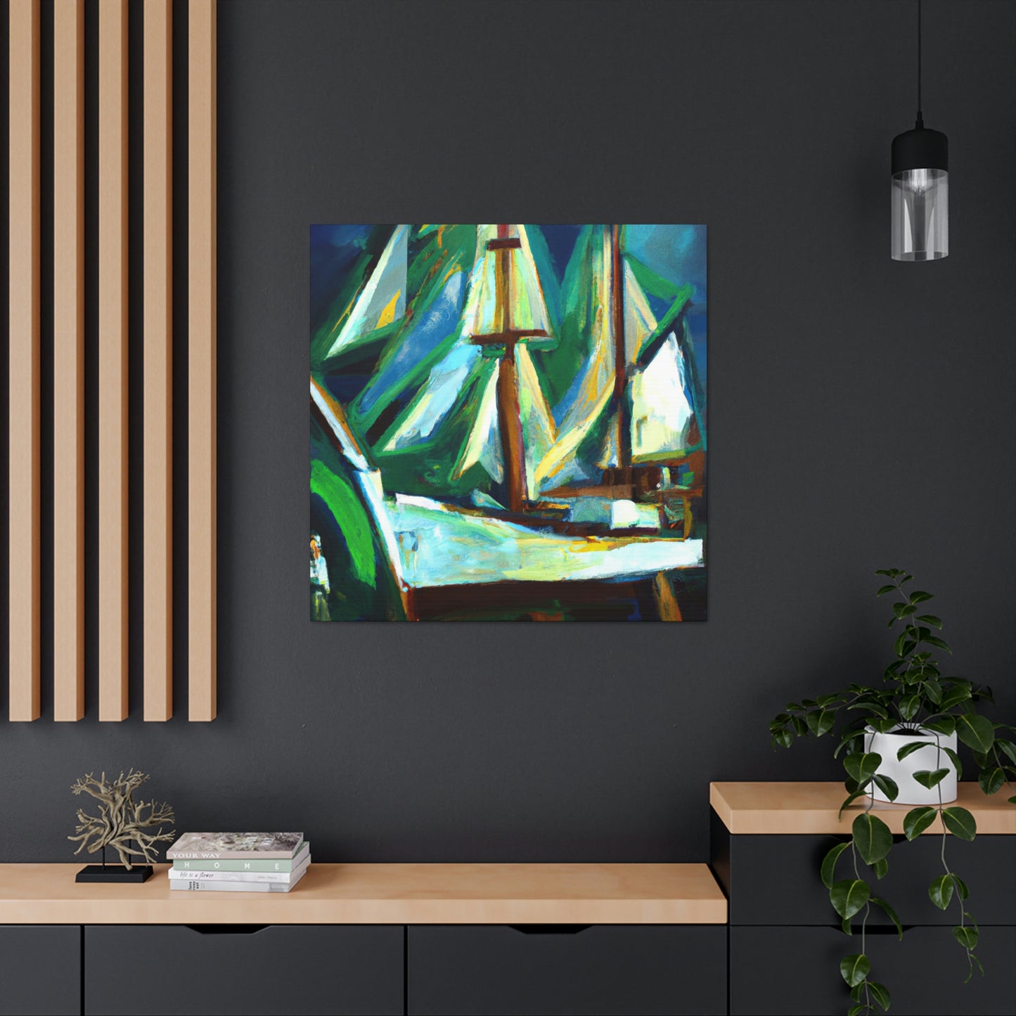 Boat on Blue Sea - Canvas