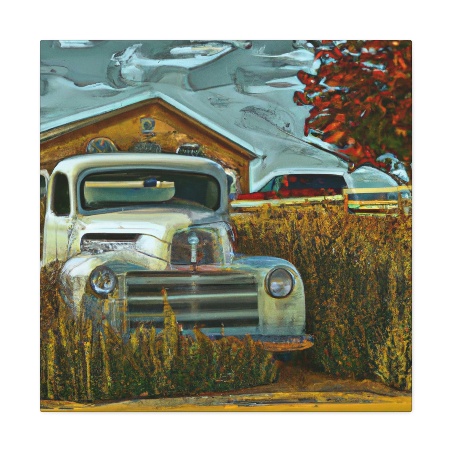 "Rustic Retreat Truckscape" - Canvas