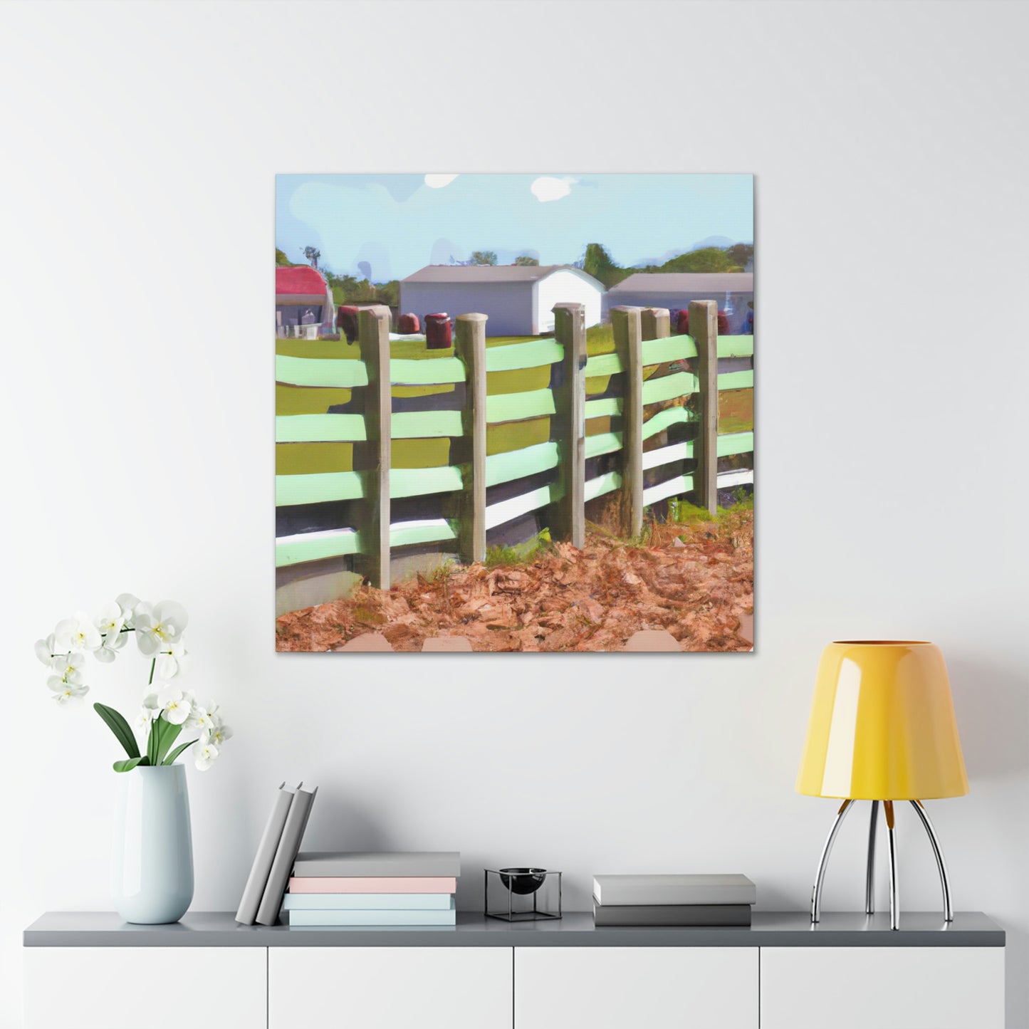 "Barnyard Fence Bouquet" - Canvas