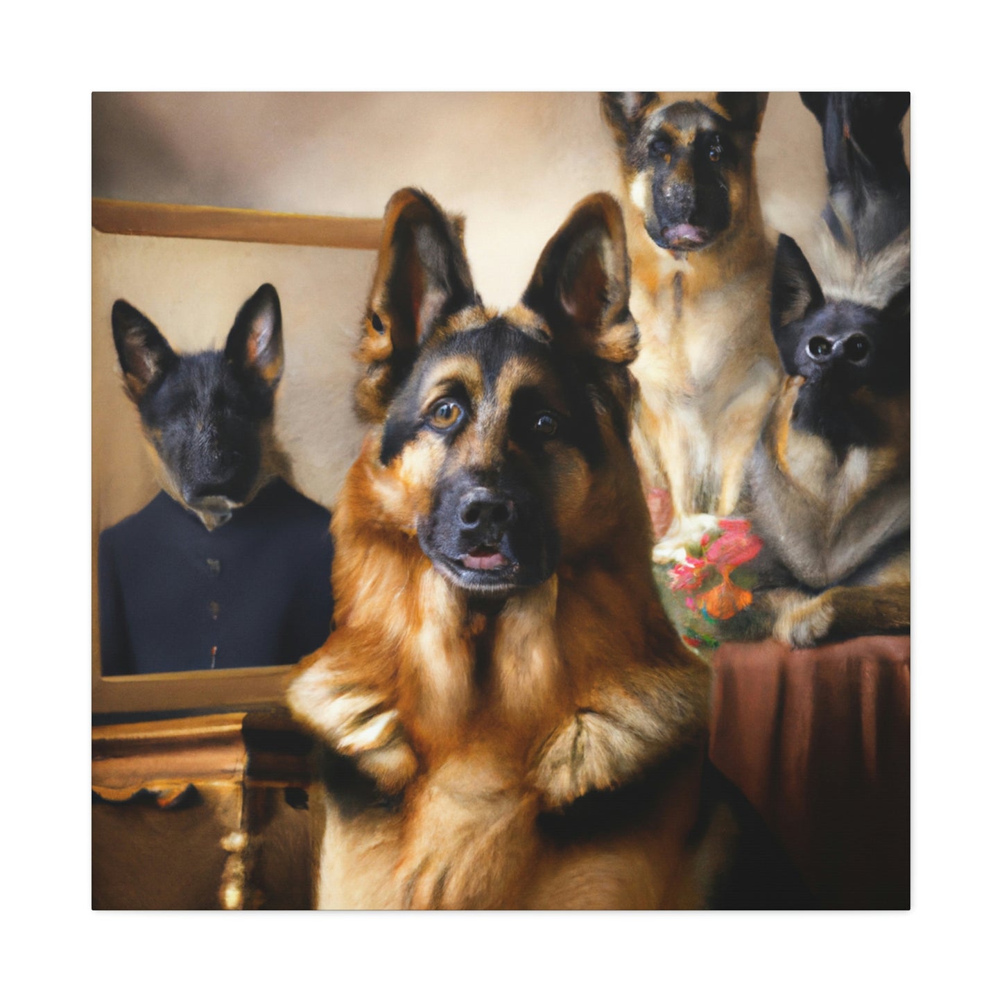 "German Shepherd Reflection" - Canvas