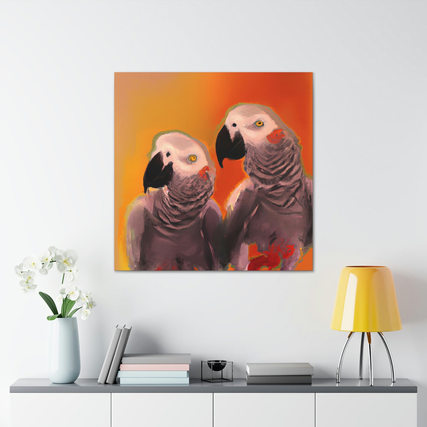 "African Greys Abound" - Canvas