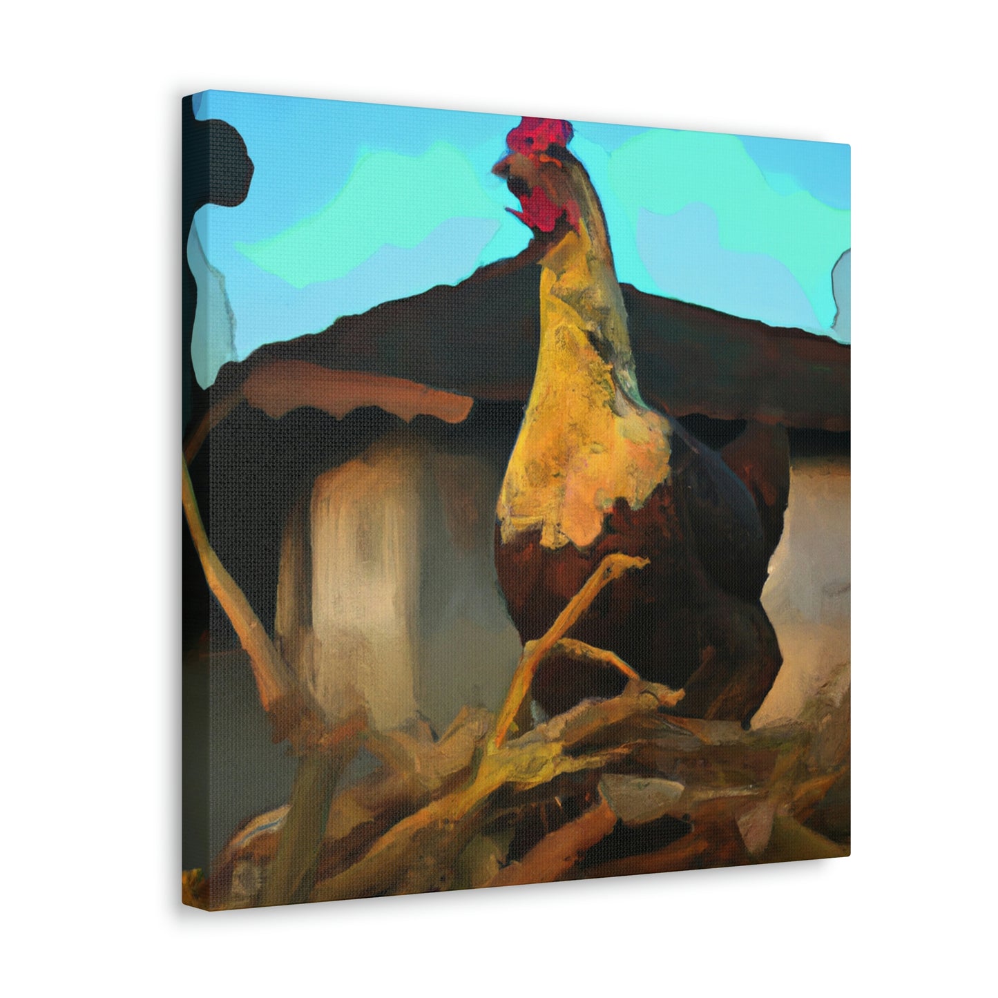 "Hen in Sunset Glow" - Canvas