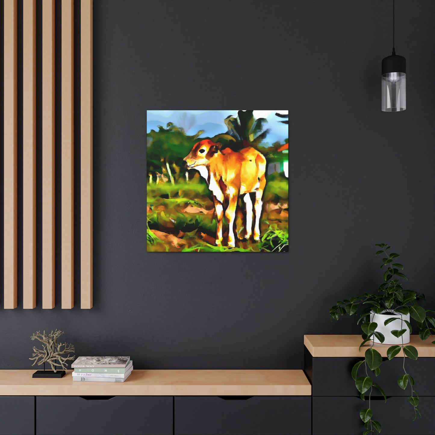 Calf in Neon Glory - Canvas