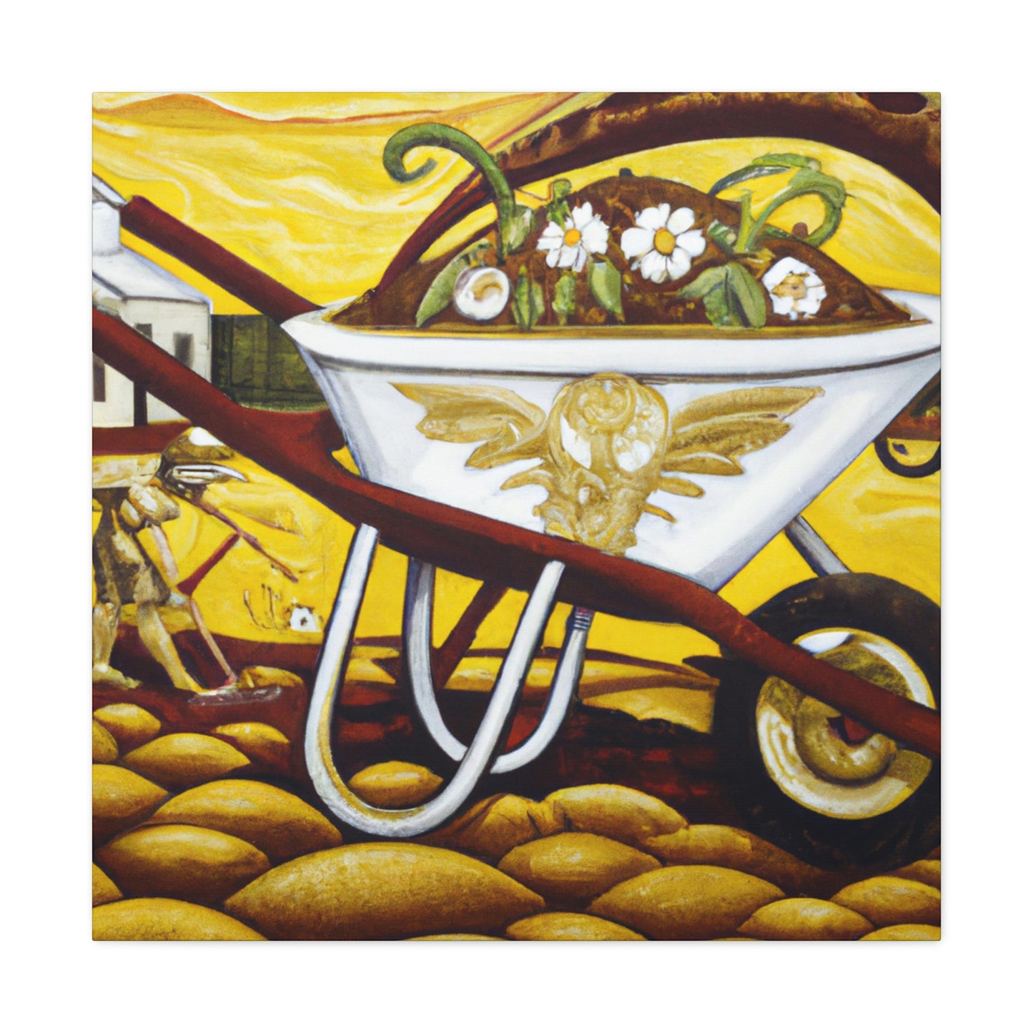 "Wheelbarrow in Bloom" - Canvas