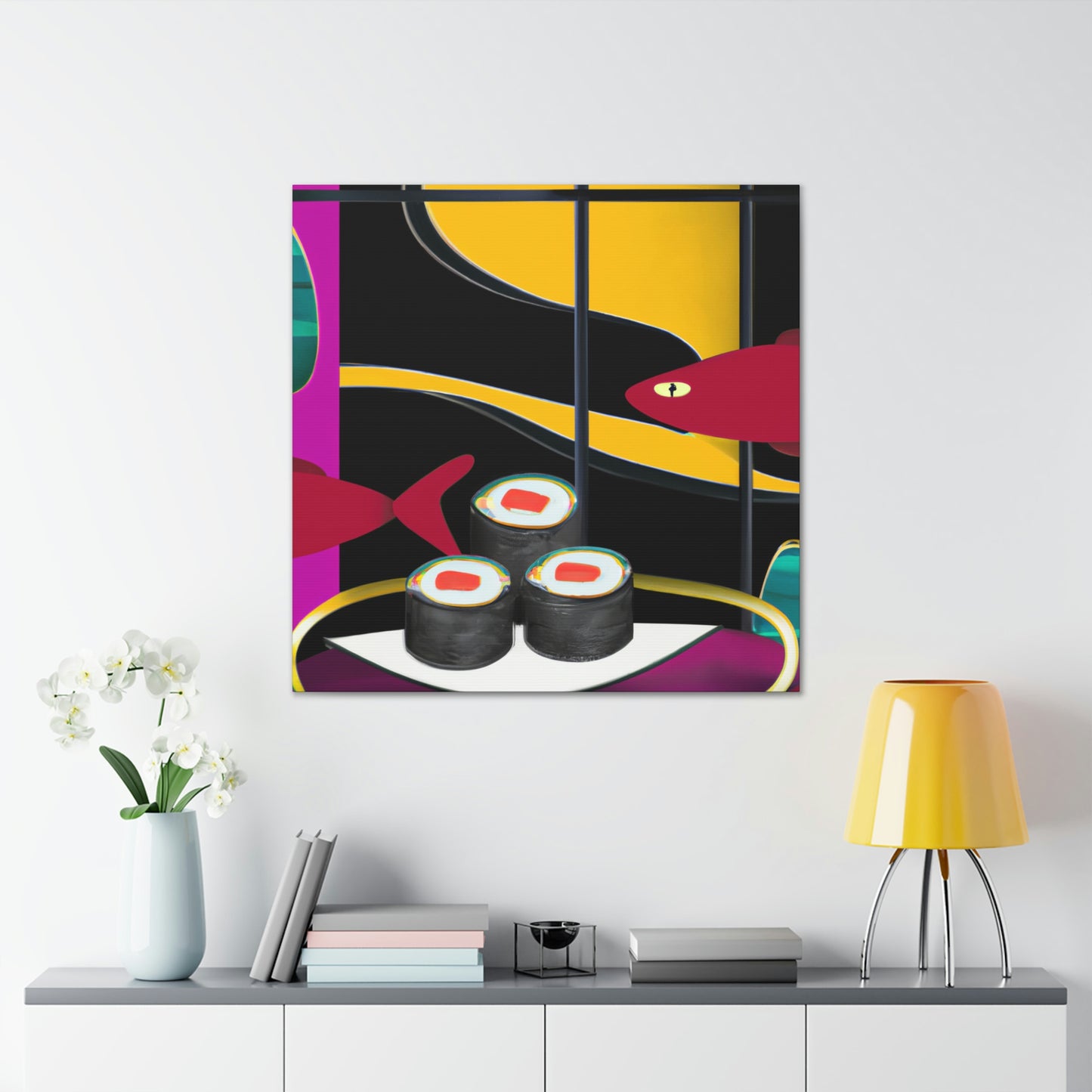 "Rolling Wave of Sushi" - Canvas