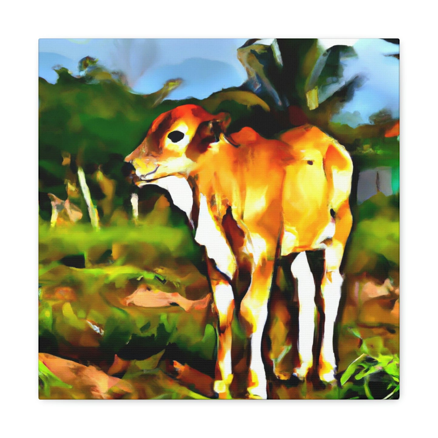 Calf in Neon Glory - Canvas