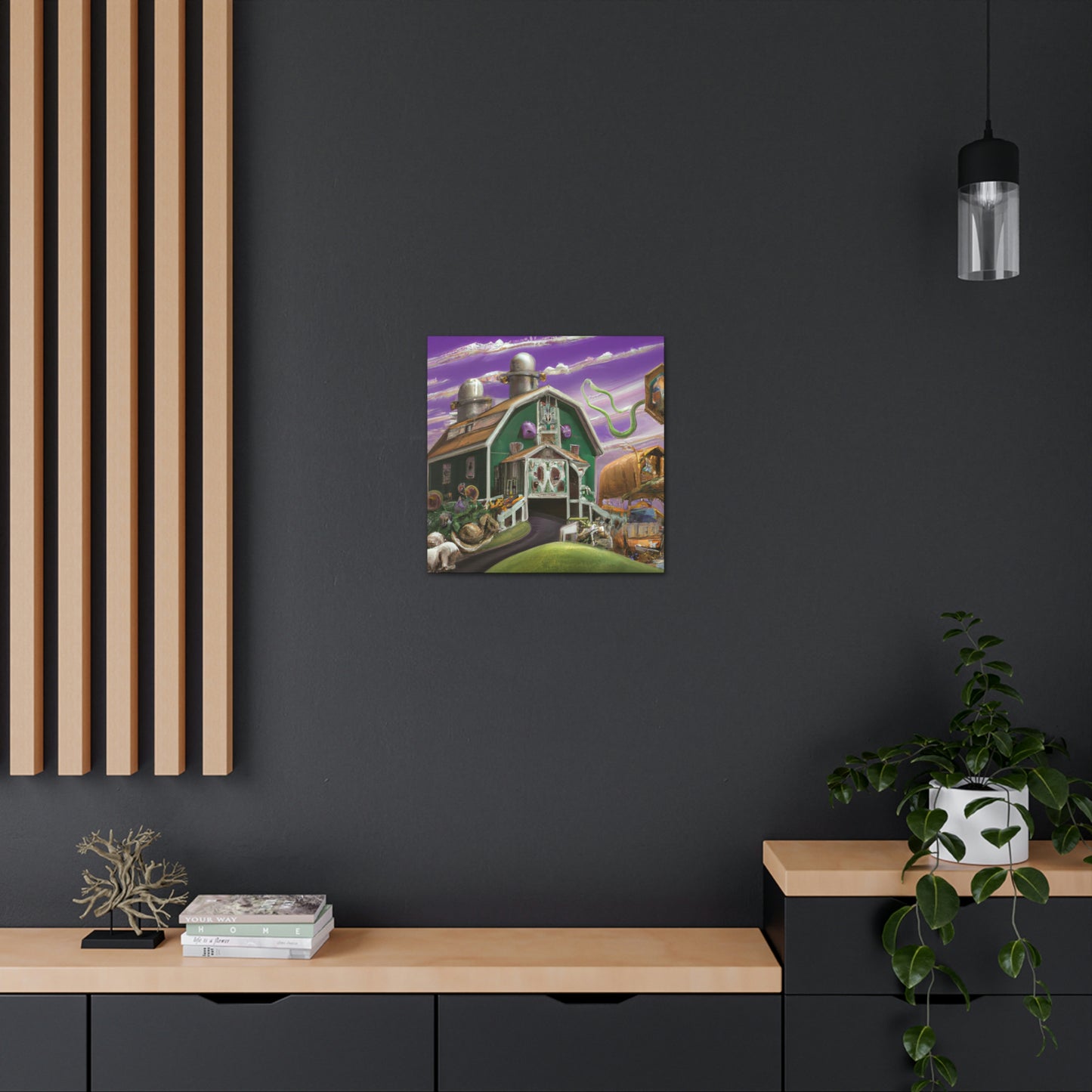 "Barn at Twilight Dreamscape" - Canvas