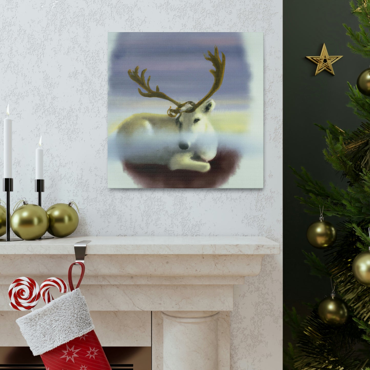 Reindeers in Snowscape - Canvas