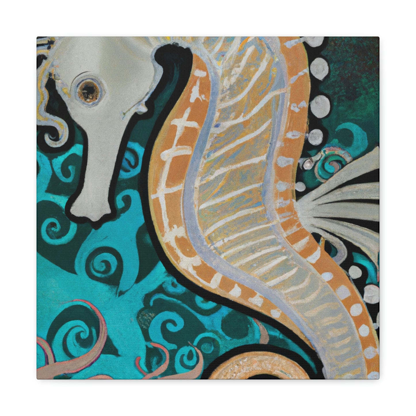 "Seahorse Art Deco Dream" - Canvas