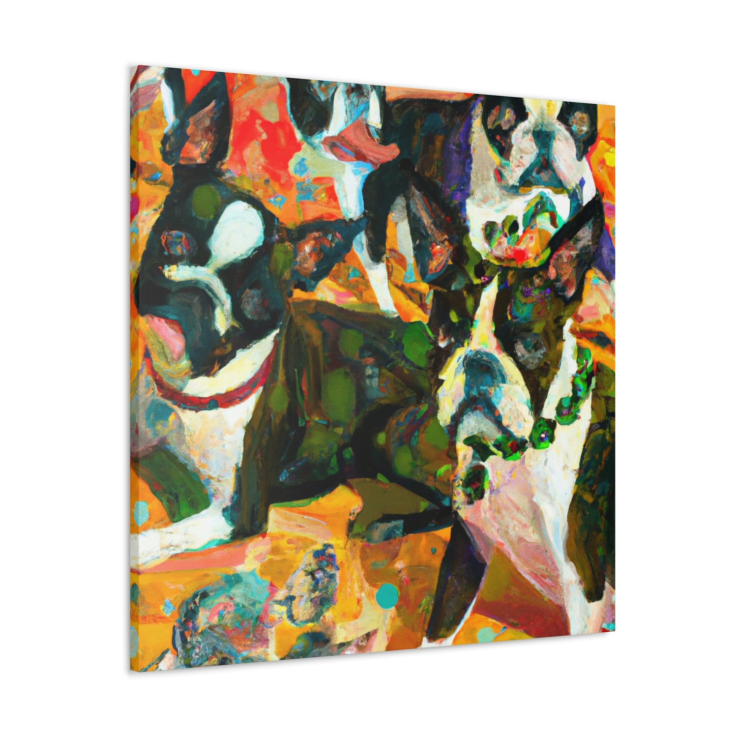 Boston Terrier Expressionism - Canvas