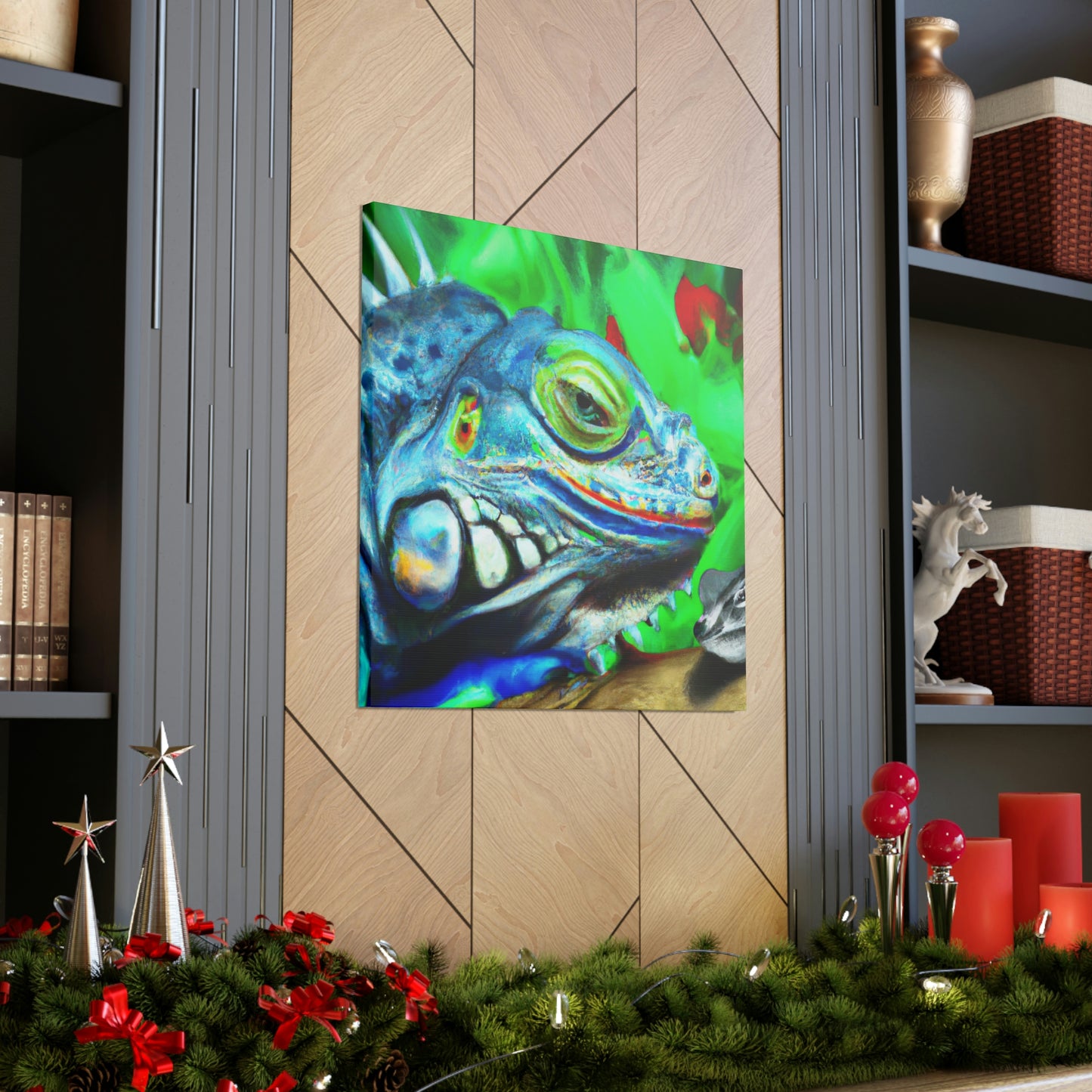 "Green Iguana Dreamscape" - Canvas