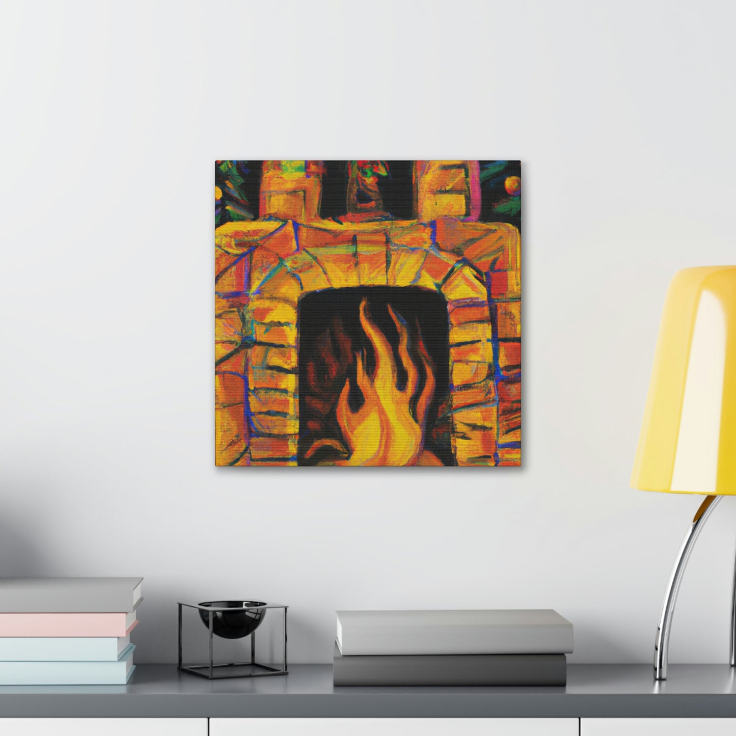 "Flaming Fireplace Flair" - Canvas