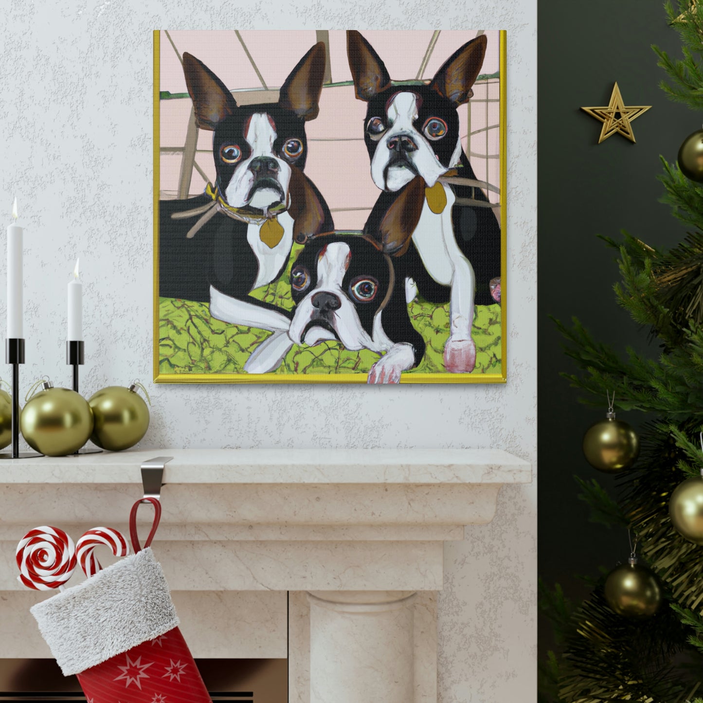 "Boston Terrier Reflection Shine" - Canvas