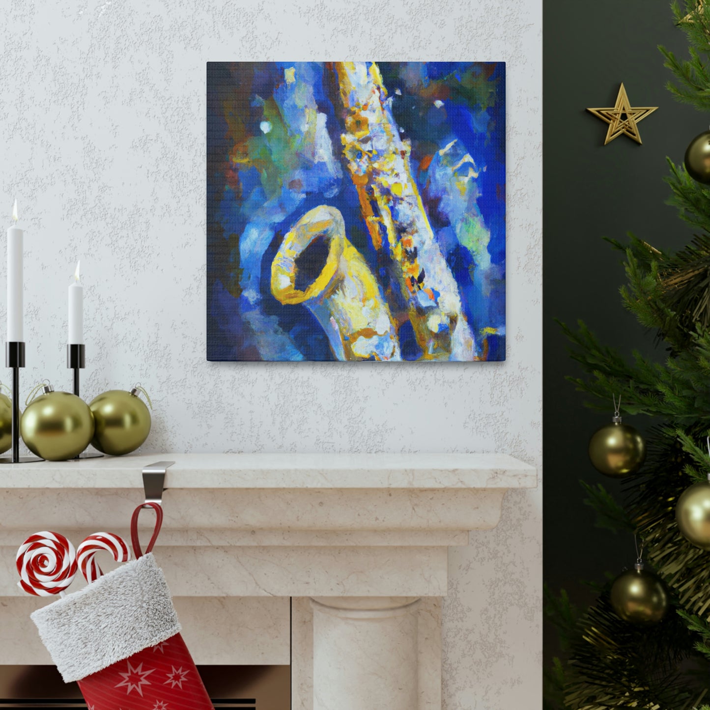 "Sax on Blue Canvas" - Canvas