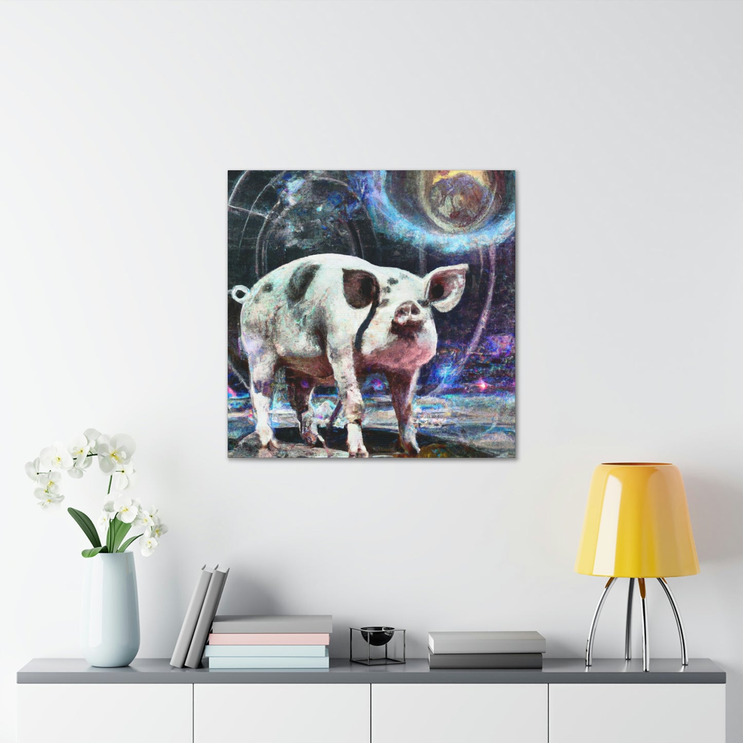 "Pot-Bellied Pig Dreamscape" - Canvas