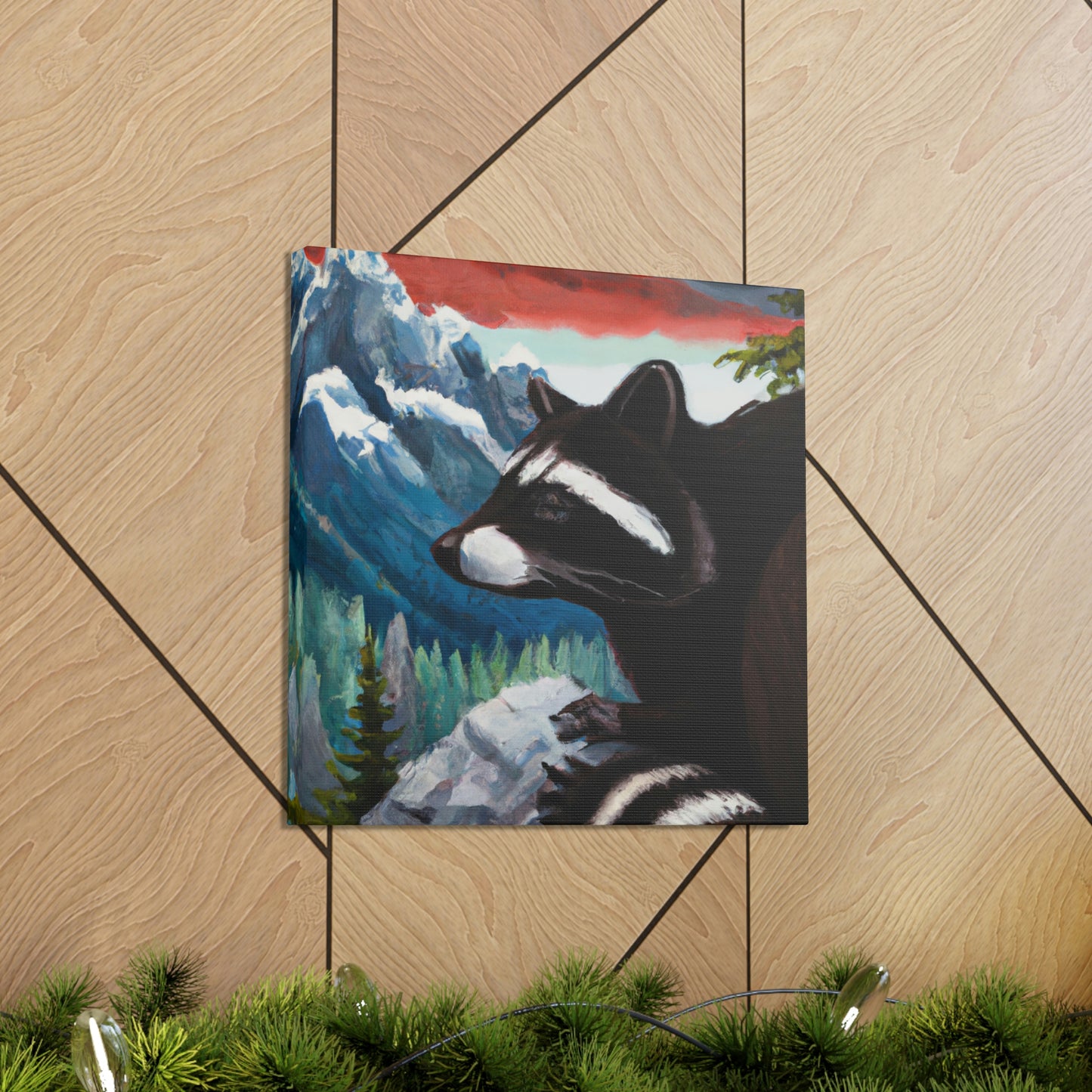 Raccoon in Art Deco. - Canvas